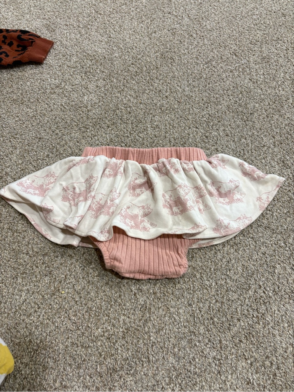 Kate Quinn Baby Ribbed Bloomers with Pink Animal Print Skirt